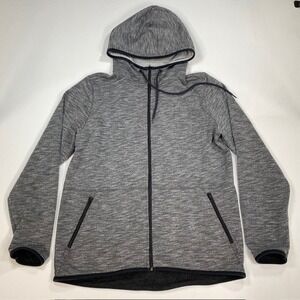 Hustle Homage Mens Large Grey Textured Full Zip Hoodie‎ Athletic Sweatshirt